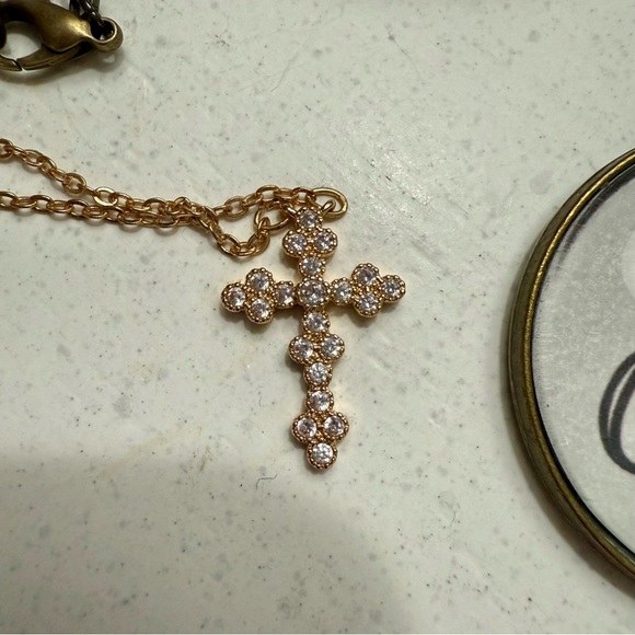 Gold and Bronze Faith Inspirational Jewelry Set 2 Necklaces 1 Bracelet God Jesus - Picture 3 of 5